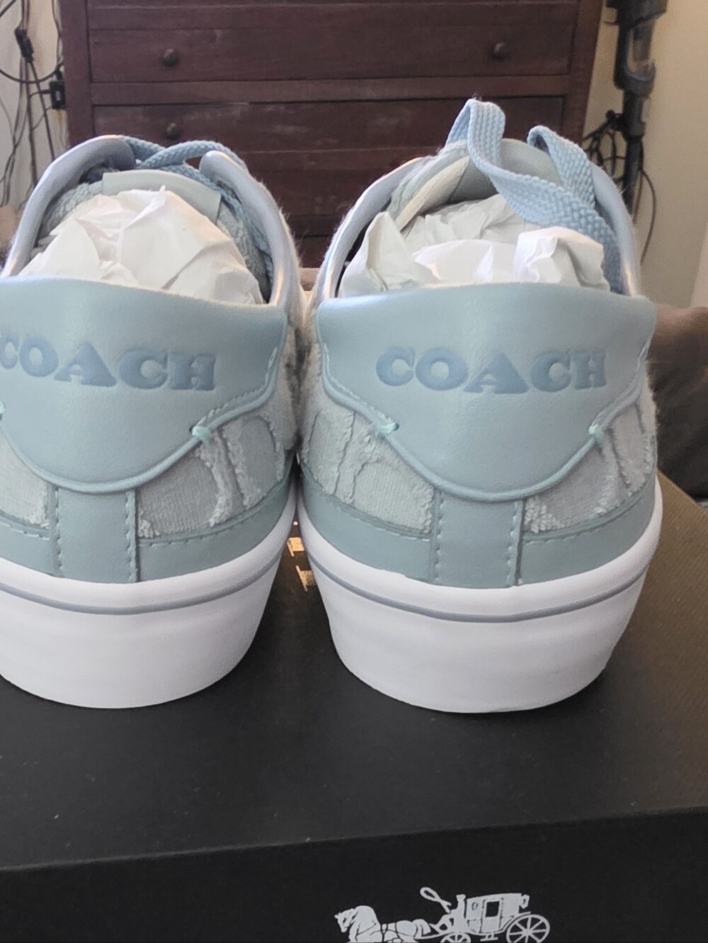 Coach Women's Light Blue Signature Lace-Up Sneakers - Picture 8 of 9
